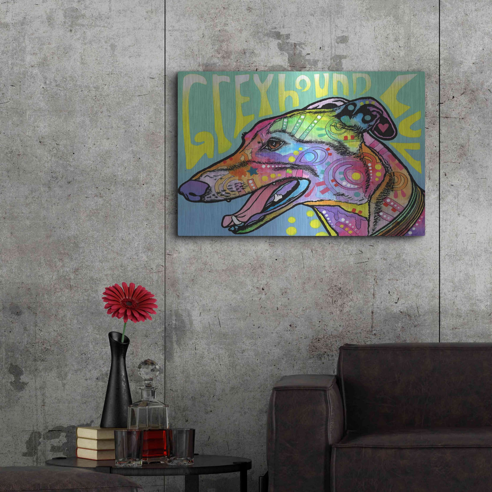 Luxe Metal Art 'Greyhound Luv' by Dean Russo, Metal Wall Art,36x24