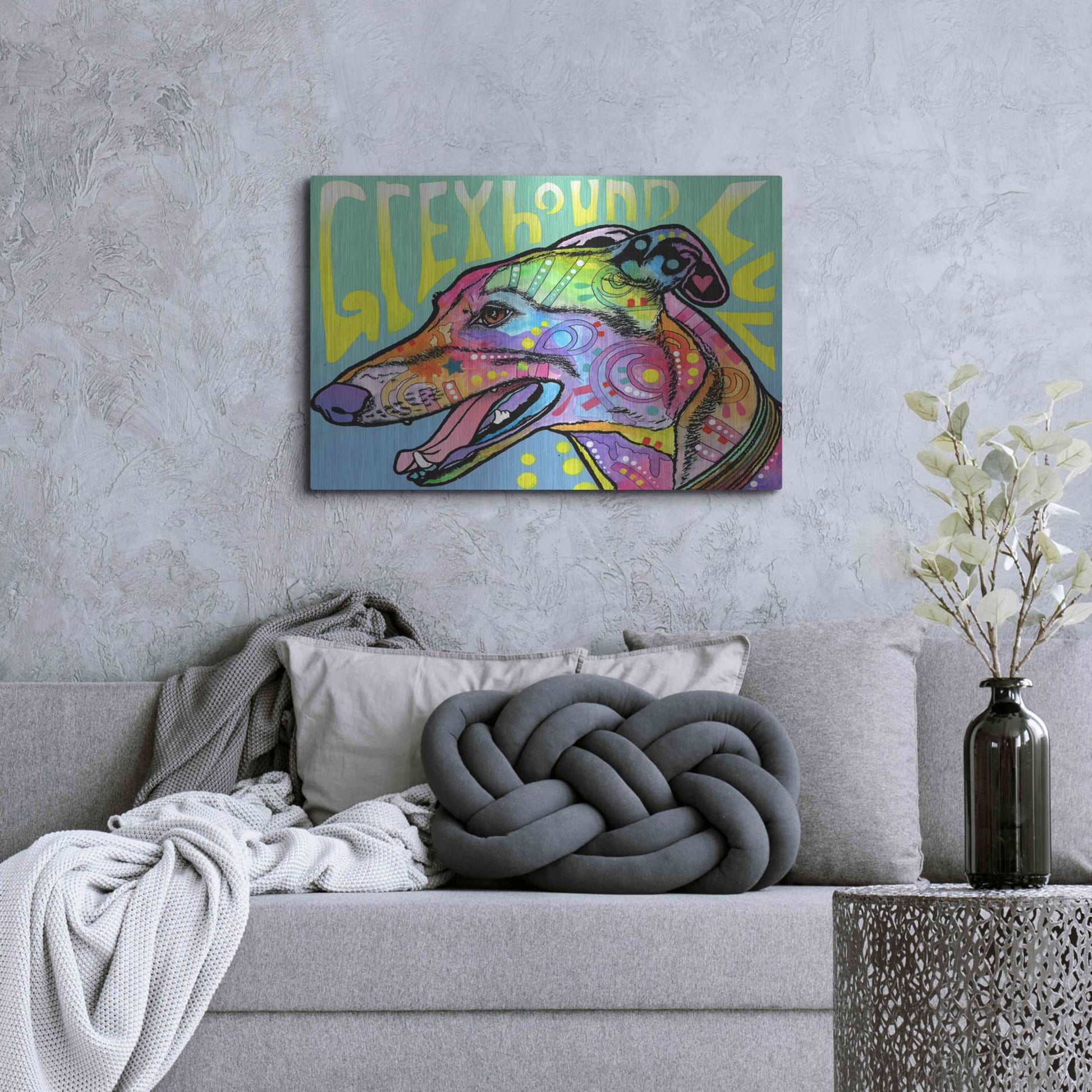 Luxe Metal Art 'Greyhound Luv' by Dean Russo, Metal Wall Art,36x24