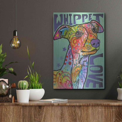 Luxe Metal Art 'Whippet Love' by Dean Russo, Metal Wall Art,12x16