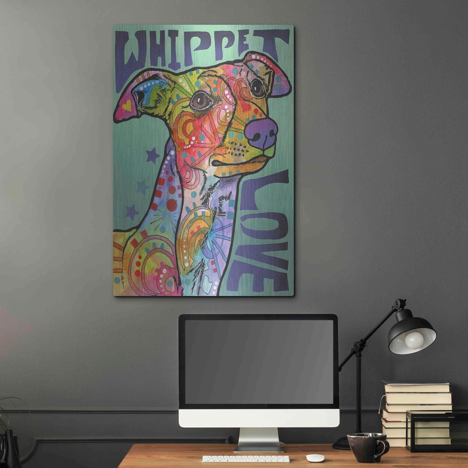 Luxe Metal Art 'Whippet Love' by Dean Russo, Metal Wall Art,24x36