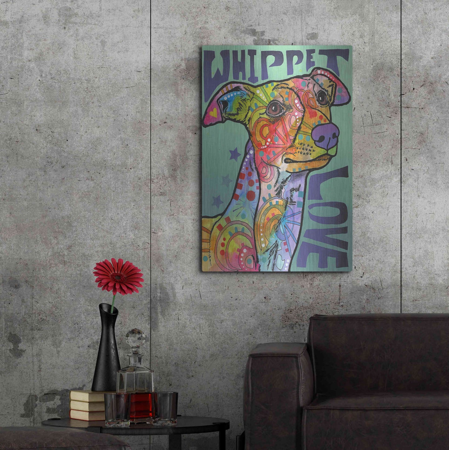 Luxe Metal Art 'Whippet Love' by Dean Russo, Metal Wall Art,24x36