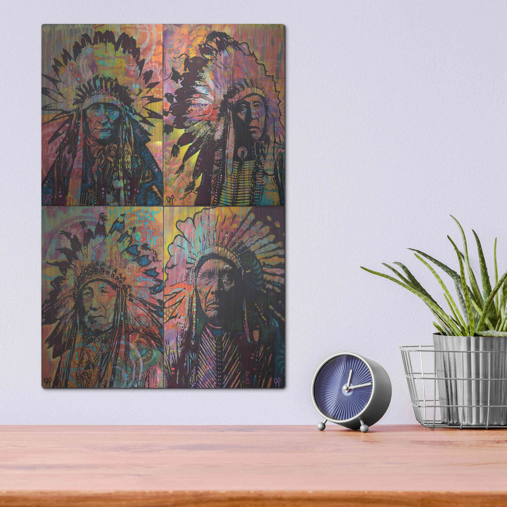 Luxe Metal Art 'Chiefs Quadrant' by Dean Russo, Metal Wall Art,12x16