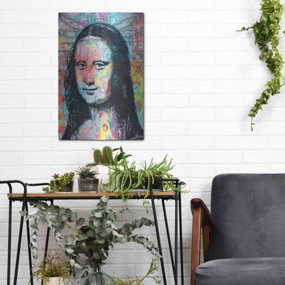 Luxe Metal Art 'Mona Lisa with David on Top' by Dean Russo, Metal Wall Art,12x16