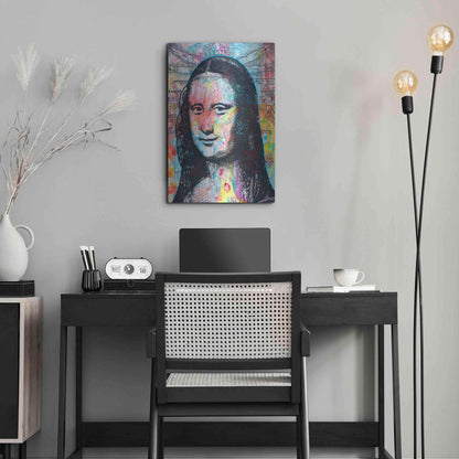 Luxe Metal Art 'Mona Lisa with David on Top' by Dean Russo, Metal Wall Art,16x24