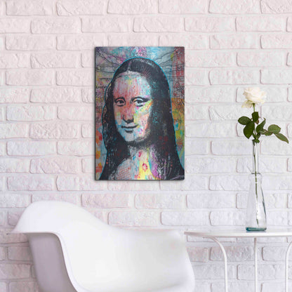 Luxe Metal Art 'Mona Lisa with David on Top' by Dean Russo, Metal Wall Art,16x24