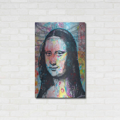 Luxe Metal Art 'Mona Lisa with David on Top' by Dean Russo, Metal Wall Art,24x36