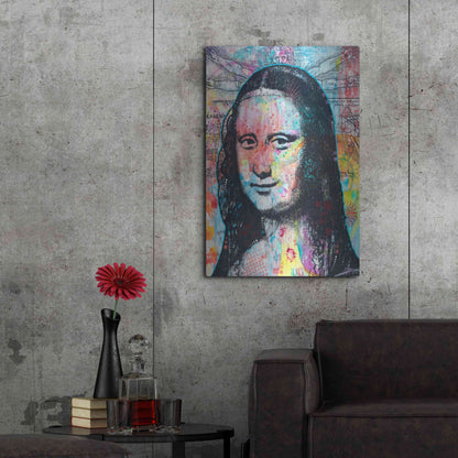 Luxe Metal Art 'Mona Lisa with David on Top' by Dean Russo, Metal Wall Art,24x36