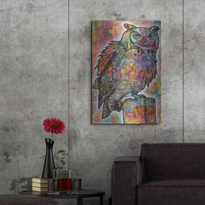 Luxe Metal Art 'Owl Perch' by Dean Russo, Metal Wall Art,24x36