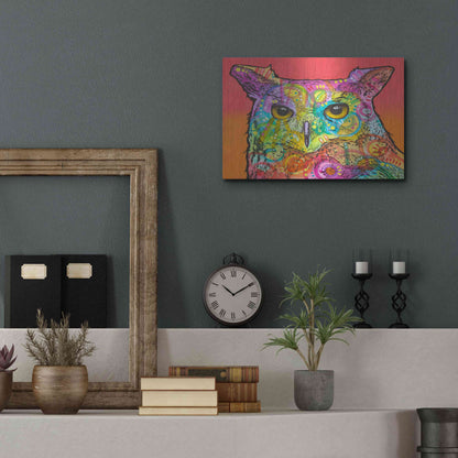 Luxe Metal Art 'Red Owl' by Dean Russo, Metal Wall Art,16x12