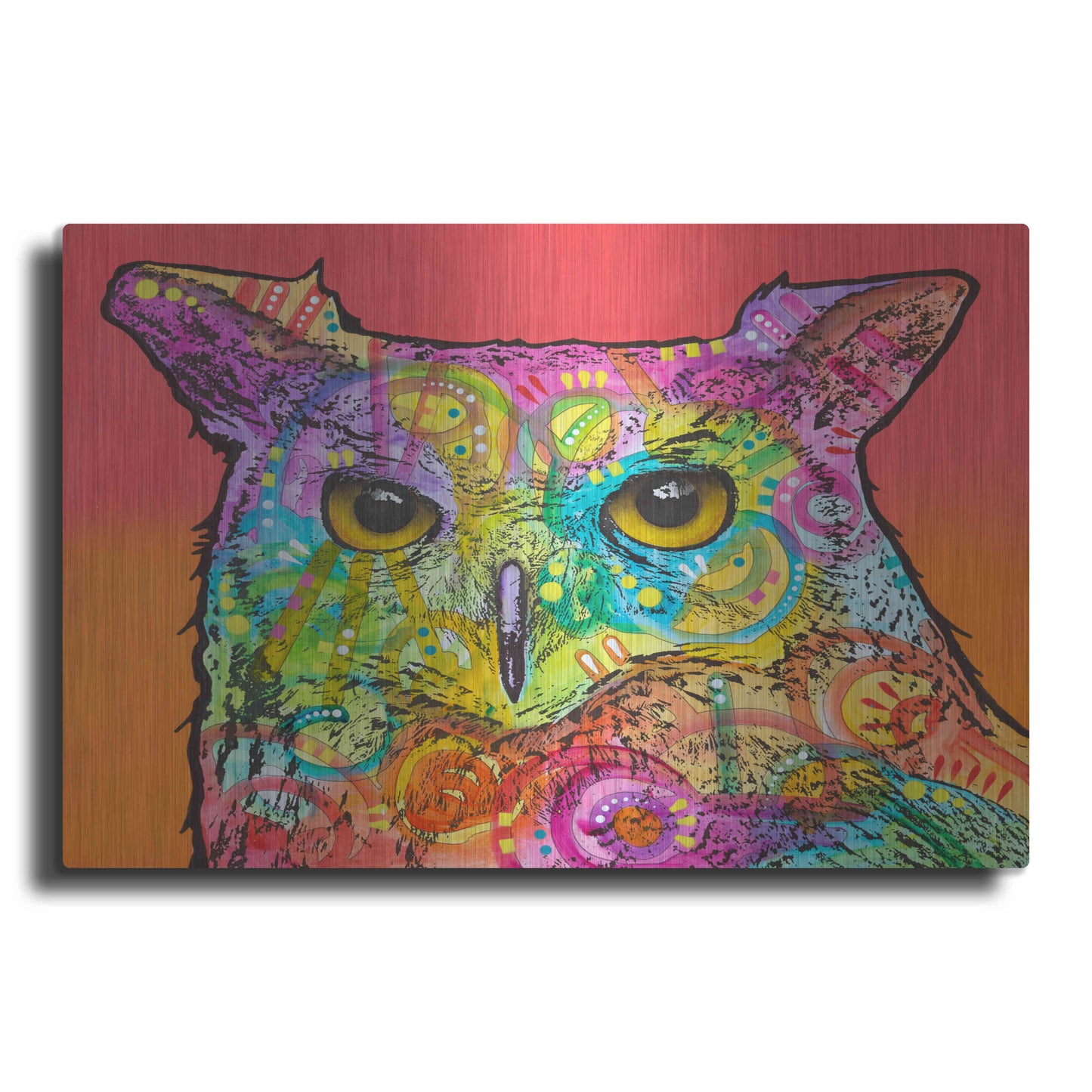 Luxe Metal Art 'Red Owl' by Dean Russo, Metal Wall Art