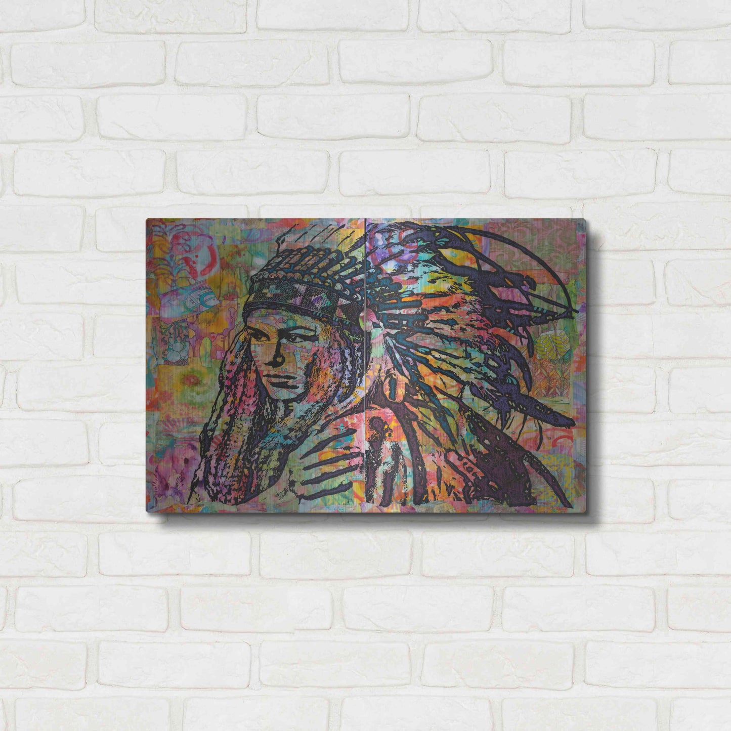 Luxe Metal Art 'Tiva in Head dress' by Dean Russo, Metal Wall Art,24x16