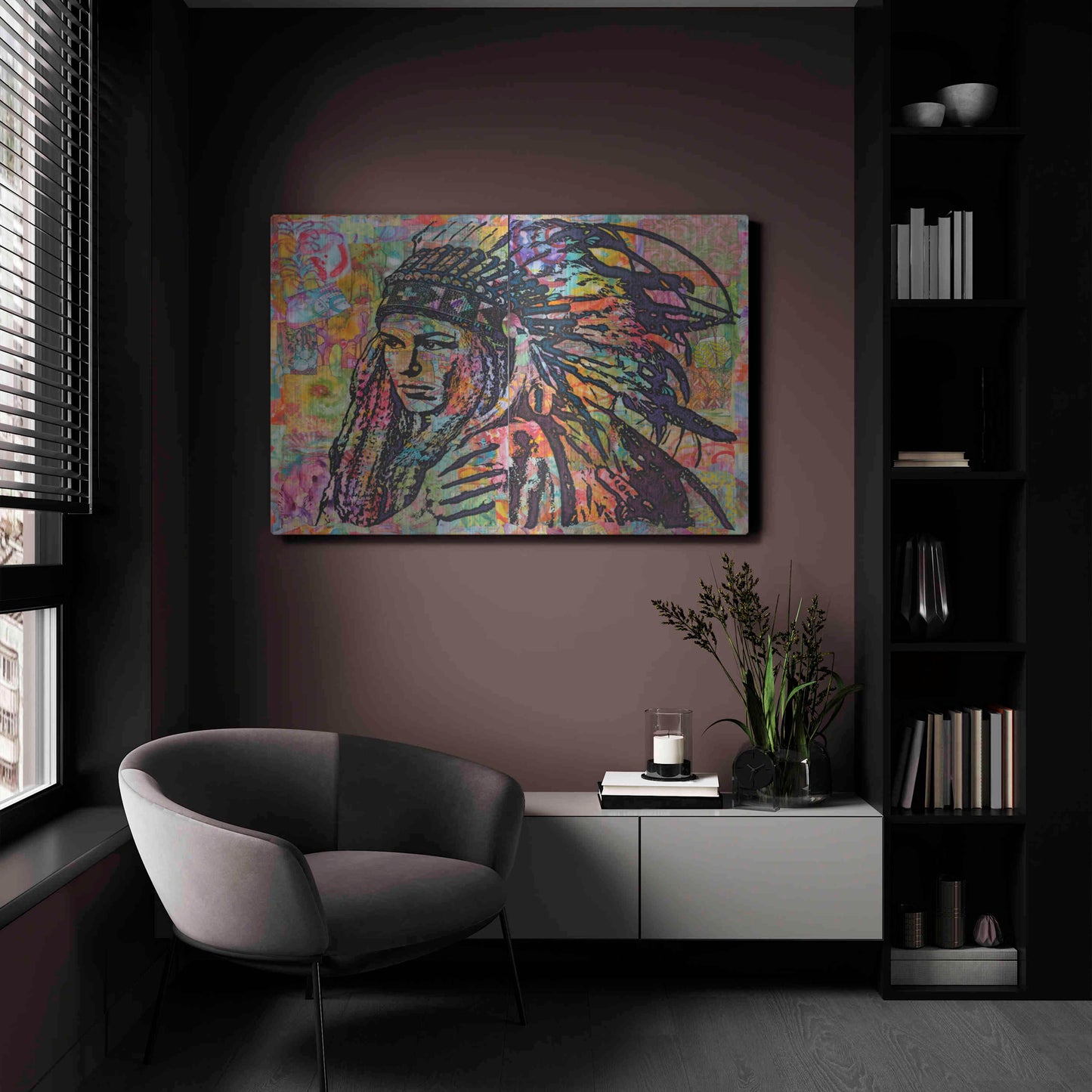 Luxe Metal Art 'Tiva in Head dress' by Dean Russo, Metal Wall Art,24x16