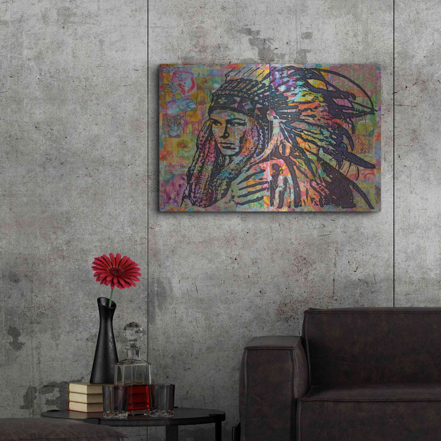 Luxe Metal Art 'Tiva in Head dress' by Dean Russo, Metal Wall Art,36x24