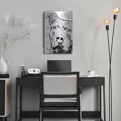 Luxe Metal Art 'Thoughtful Pitbull CB 1' by Dean Russo, Metal Wall Art,16x24