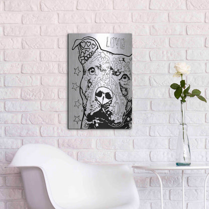 Luxe Metal Art 'Thoughtful Pitbull CB 1' by Dean Russo, Metal Wall Art,16x24