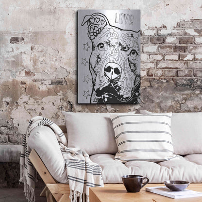 Luxe Metal Art 'Thoughtful Pitbull CB 1' by Dean Russo, Metal Wall Art,24x36