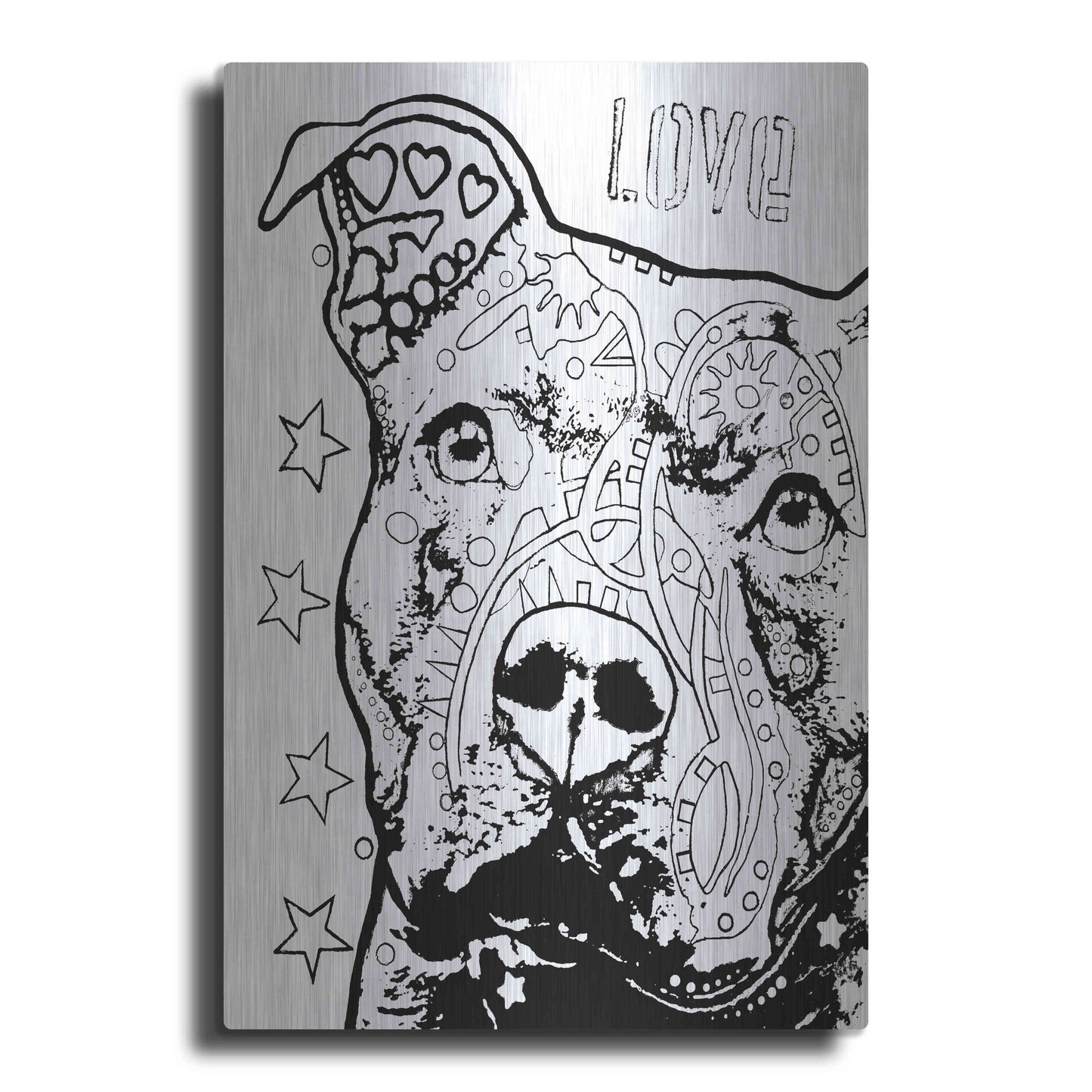 Luxe Metal Art 'Thoughtful Pitbull CB 1' by Dean Russo, Metal Wall Art