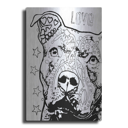 Luxe Metal Art 'Thoughtful Pitbull CB 1' by Dean Russo, Metal Wall Art