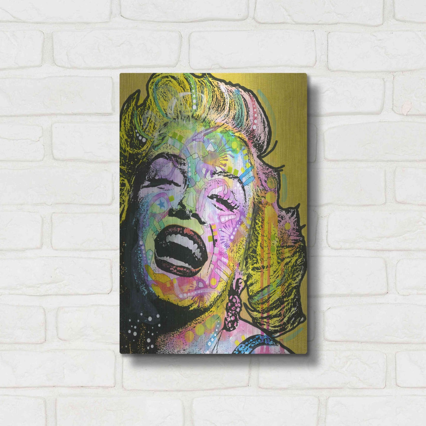 Luxe Metal Art 'Golden Marilyn' by Dean Russo, Metal Wall Art,12x16