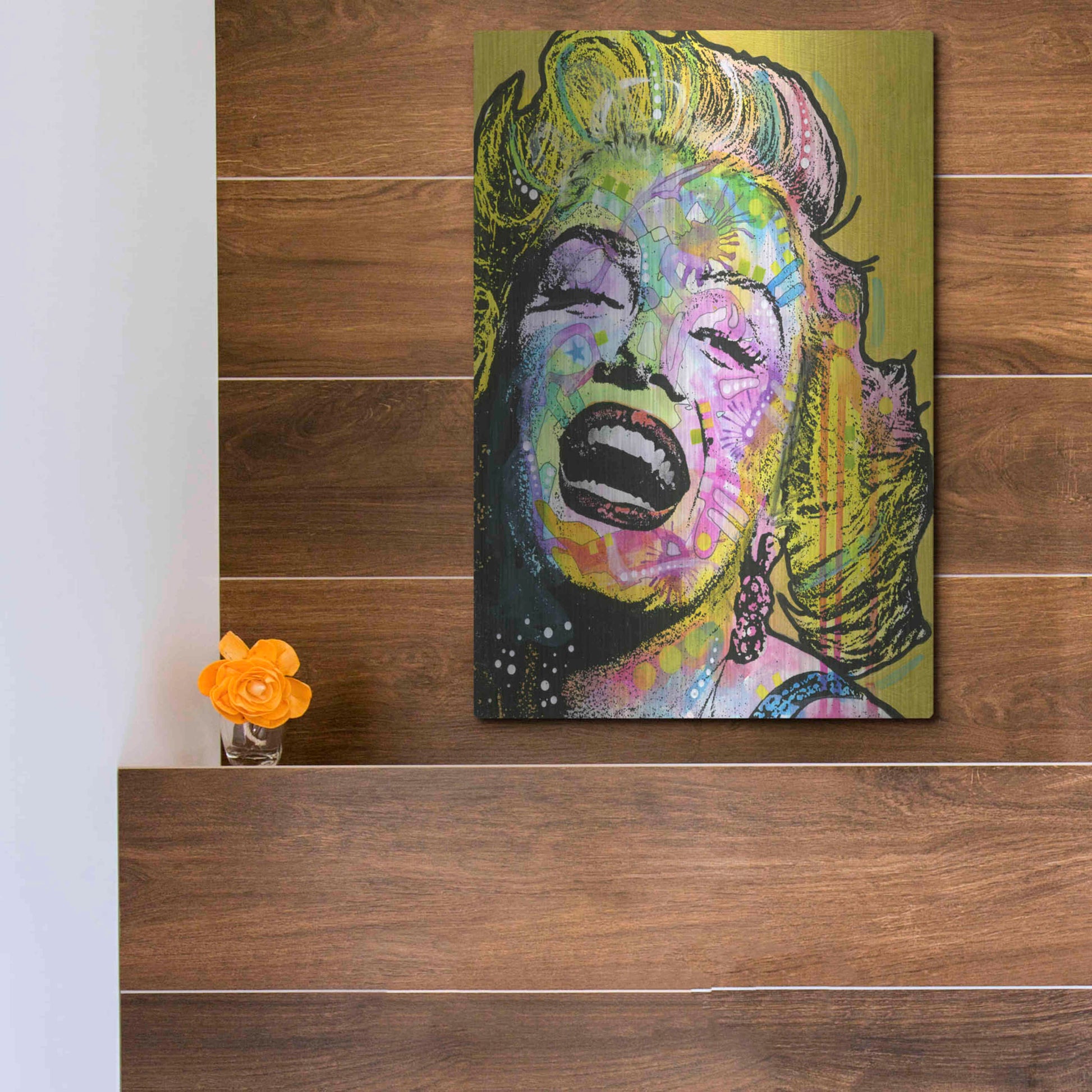 Luxe Metal Art 'Golden Marilyn' by Dean Russo, Metal Wall Art,12x16