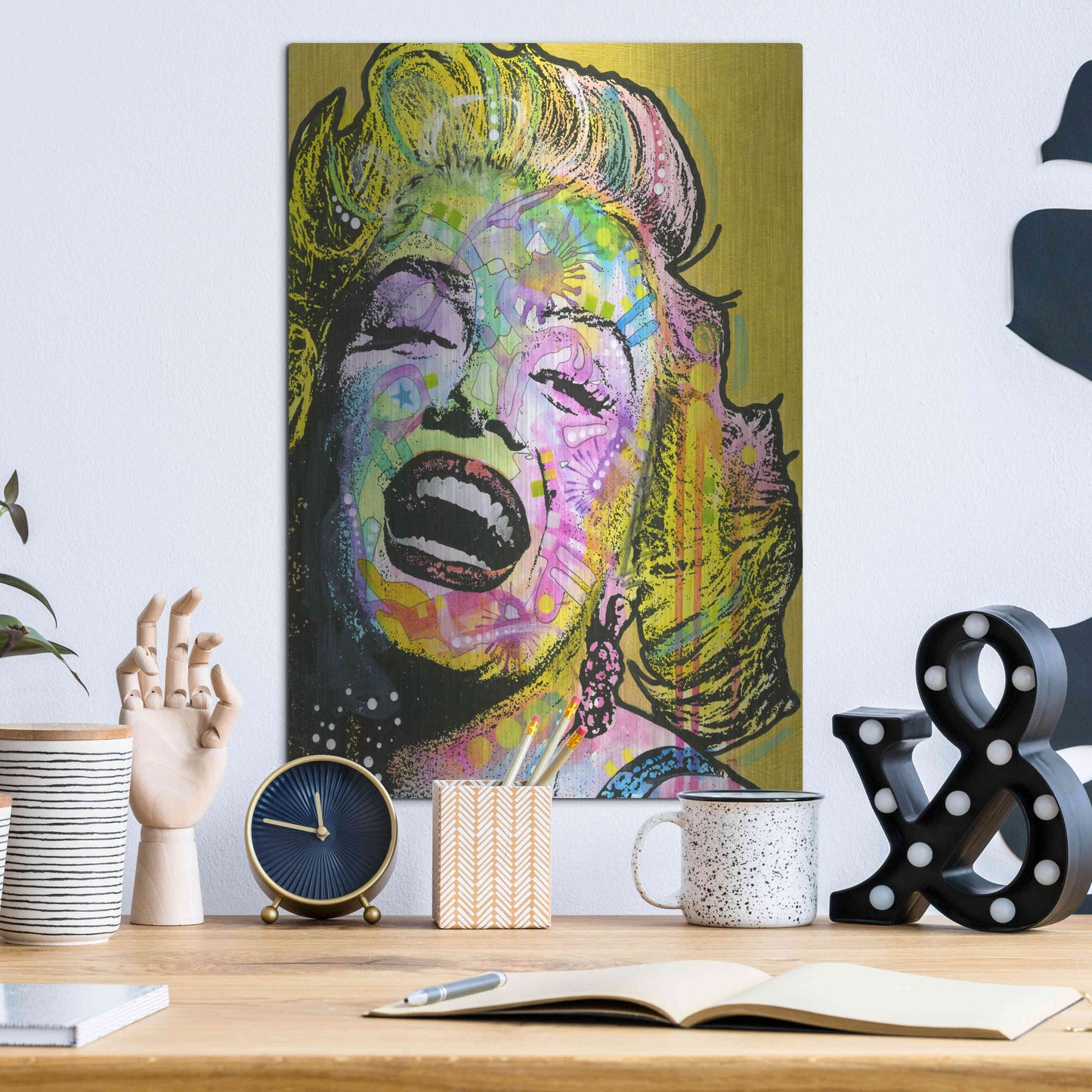 Luxe Metal Art 'Golden Marilyn' by Dean Russo, Metal Wall Art,12x16