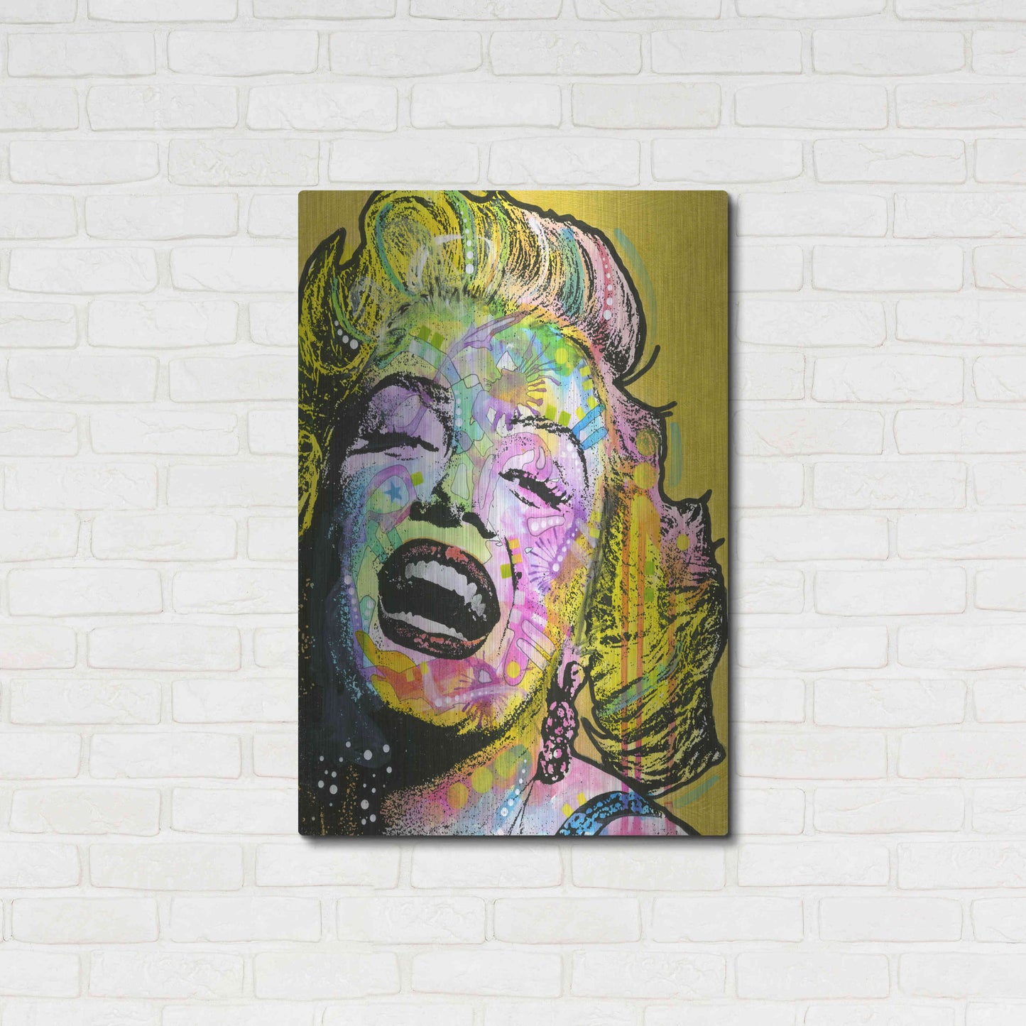 Luxe Metal Art 'Golden Marilyn' by Dean Russo, Metal Wall Art,24x36