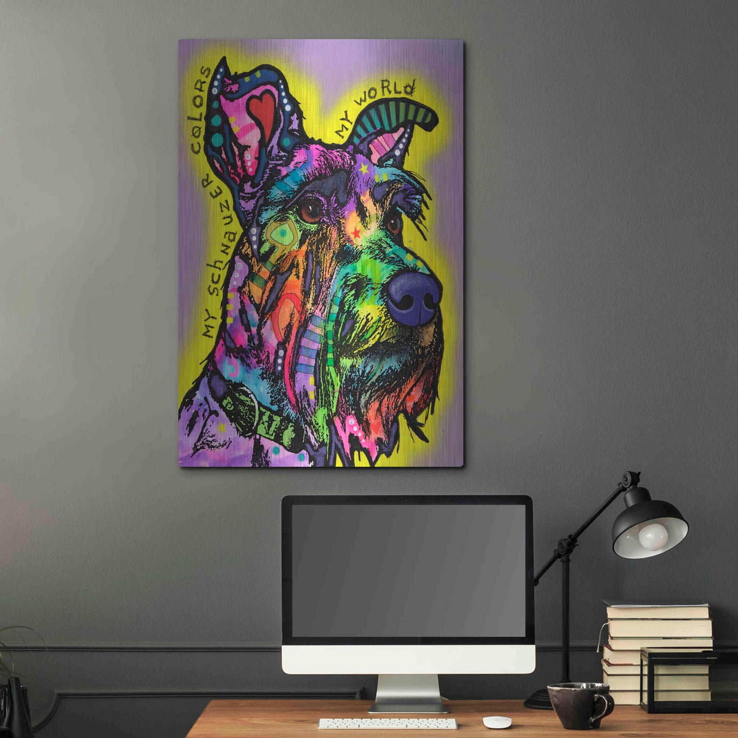 Luxe Metal Art 'My Schnauzer' by Dean Russo, Metal Wall Art,24x36