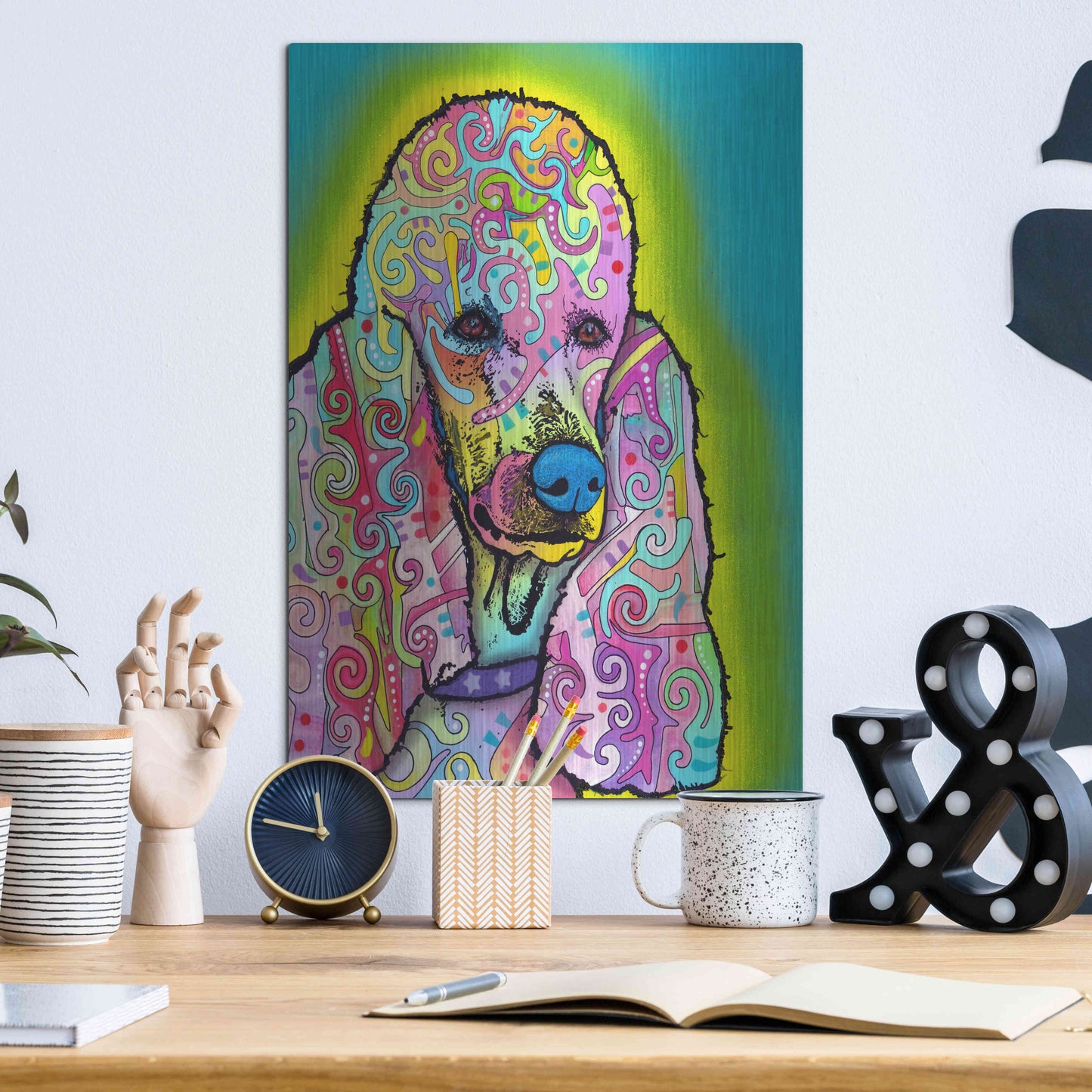 Luxe Metal Art 'Poodle' by Dean Russo, Metal Wall Art,12x16