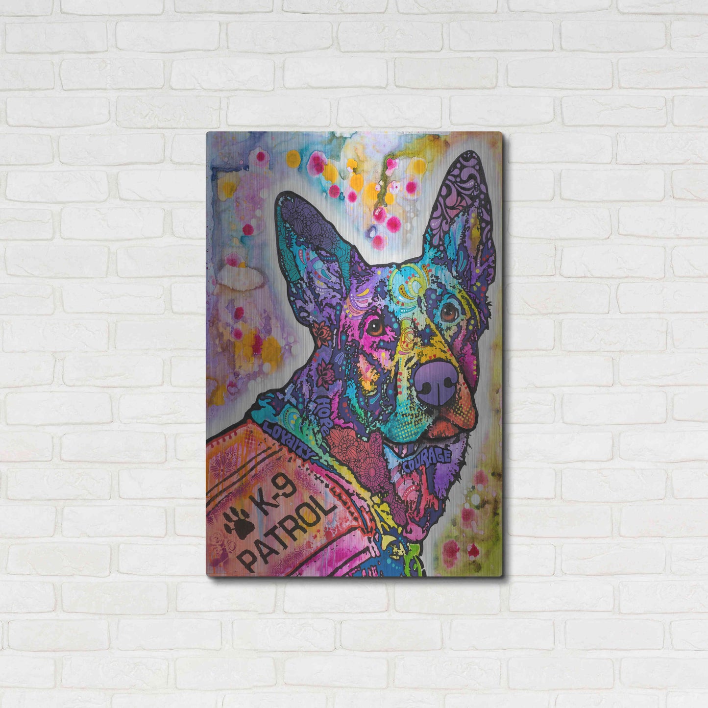 Luxe Metal Art 'K-9 Patrol German Shep Action' by Dean Russo, Metal Wall Art,24x36