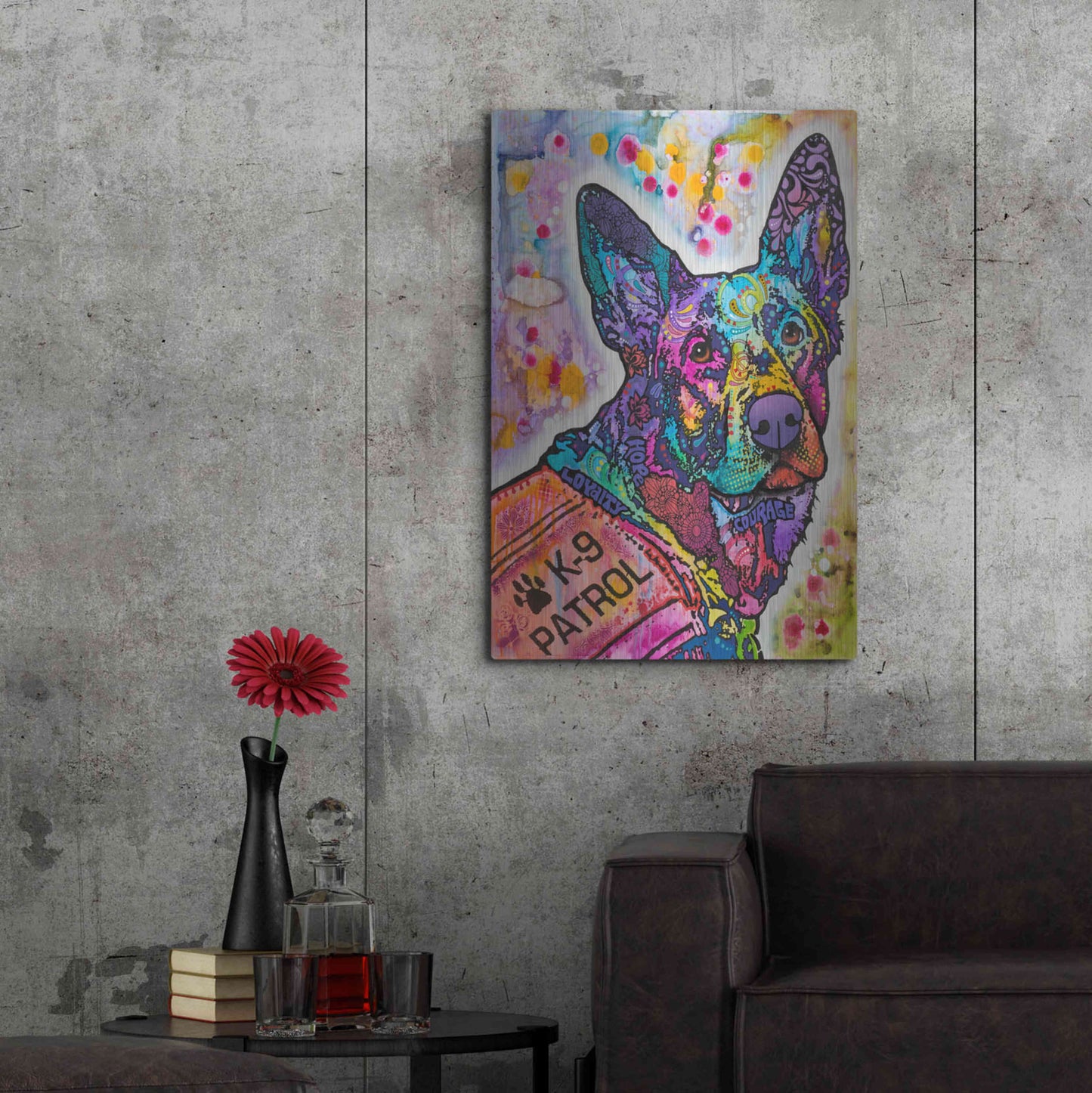 Luxe Metal Art 'K-9 Patrol German Shep Action' by Dean Russo, Metal Wall Art,24x36