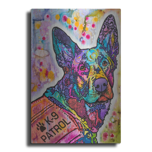 Luxe Metal Art 'K-9 Patrol German Shep Action' by Dean Russo, Metal Wall Art