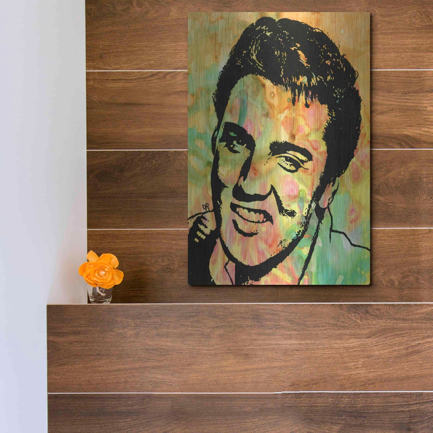 Luxe Metal Art 'Elvis 3' by Dean Russo, Metal Wall Art,12x16