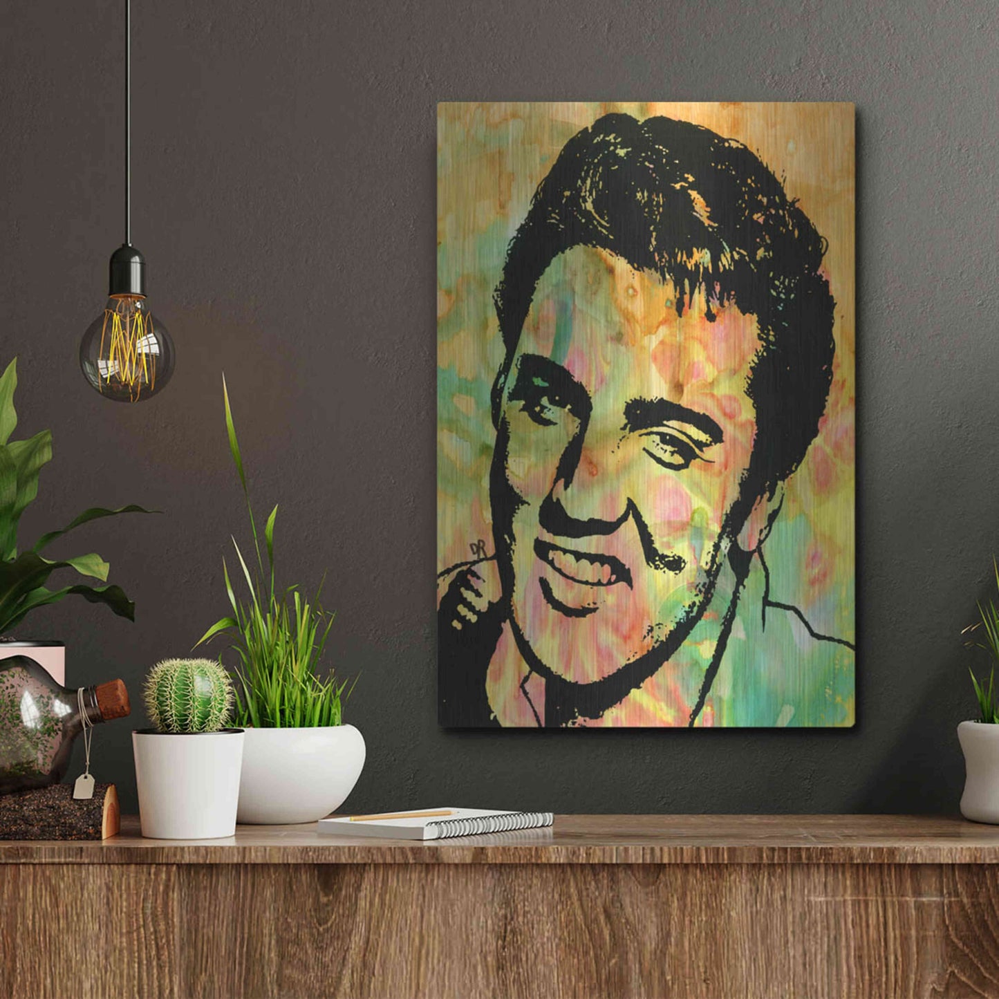 Luxe Metal Art 'Elvis 3' by Dean Russo, Metal Wall Art,12x16