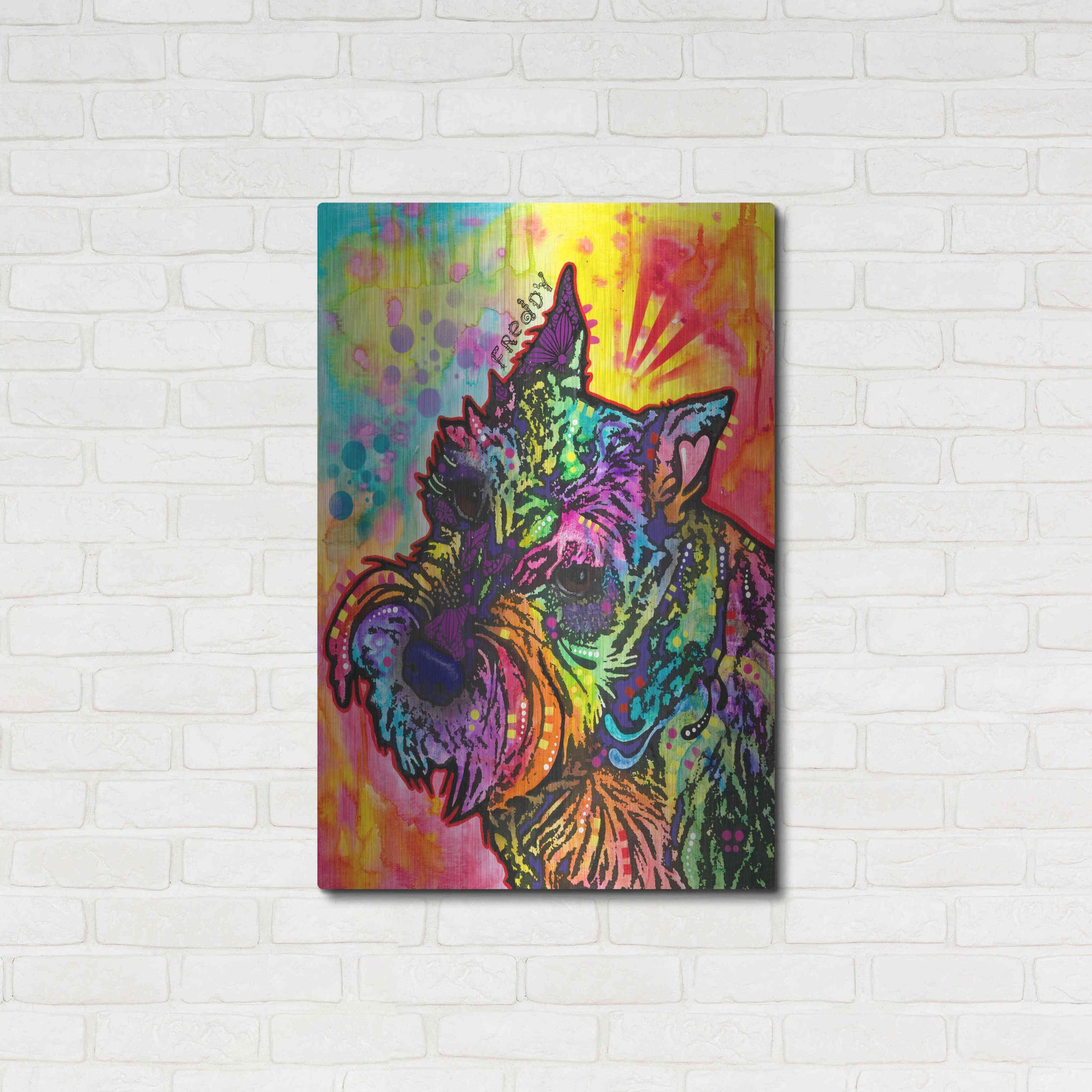 Luxe Metal Art 'Freddy the Schnauzer' by Dean Russo, Metal Wall Art,24x36