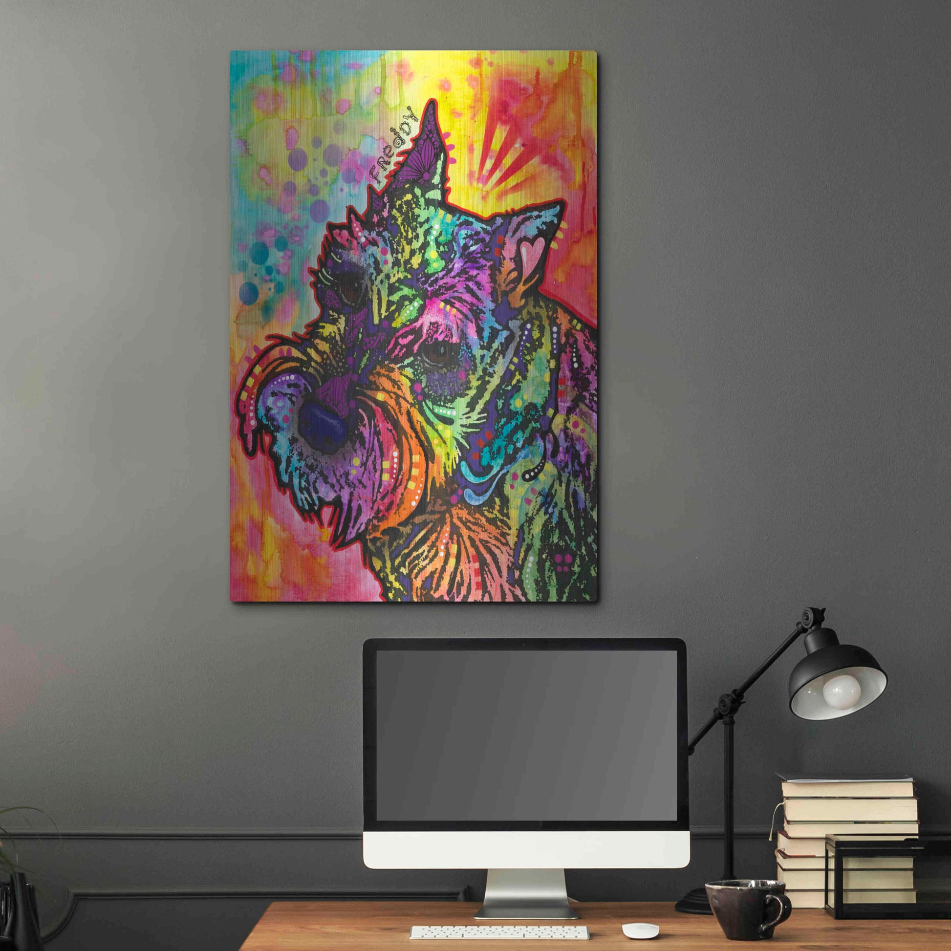 Luxe Metal Art 'Freddy the Schnauzer' by Dean Russo, Metal Wall Art,24x36