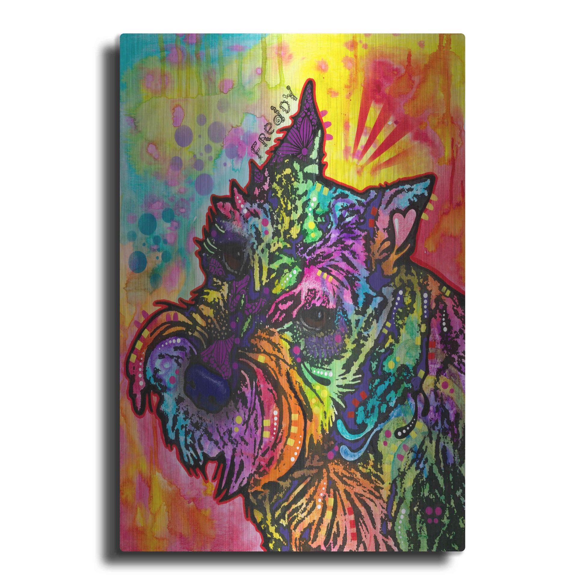 Luxe Metal Art 'Freddy the Schnauzer' by Dean Russo, Metal Wall Art