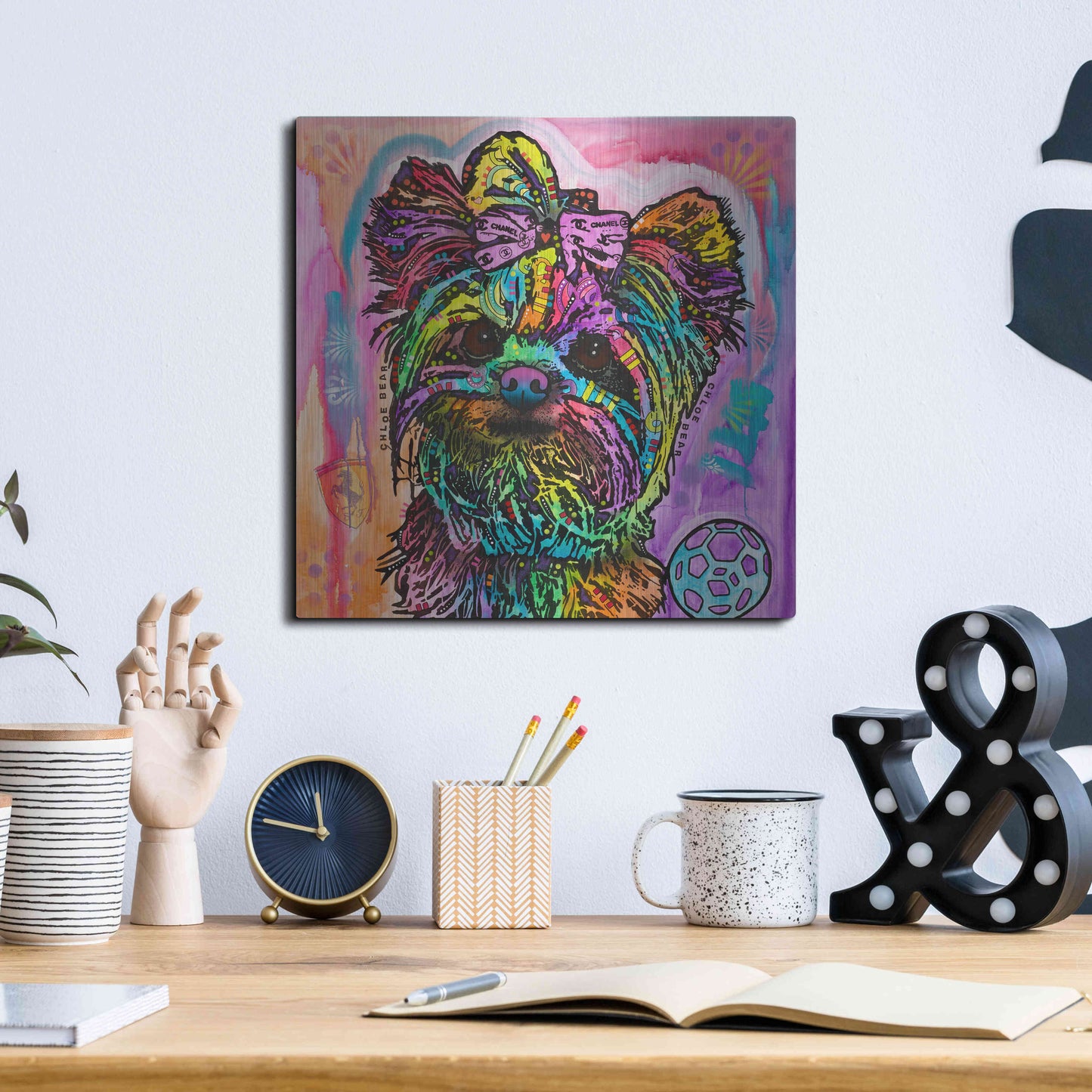 Luxe Metal Art 'Chloe Bear' by Dean Russo, Metal Wall Art,12x12