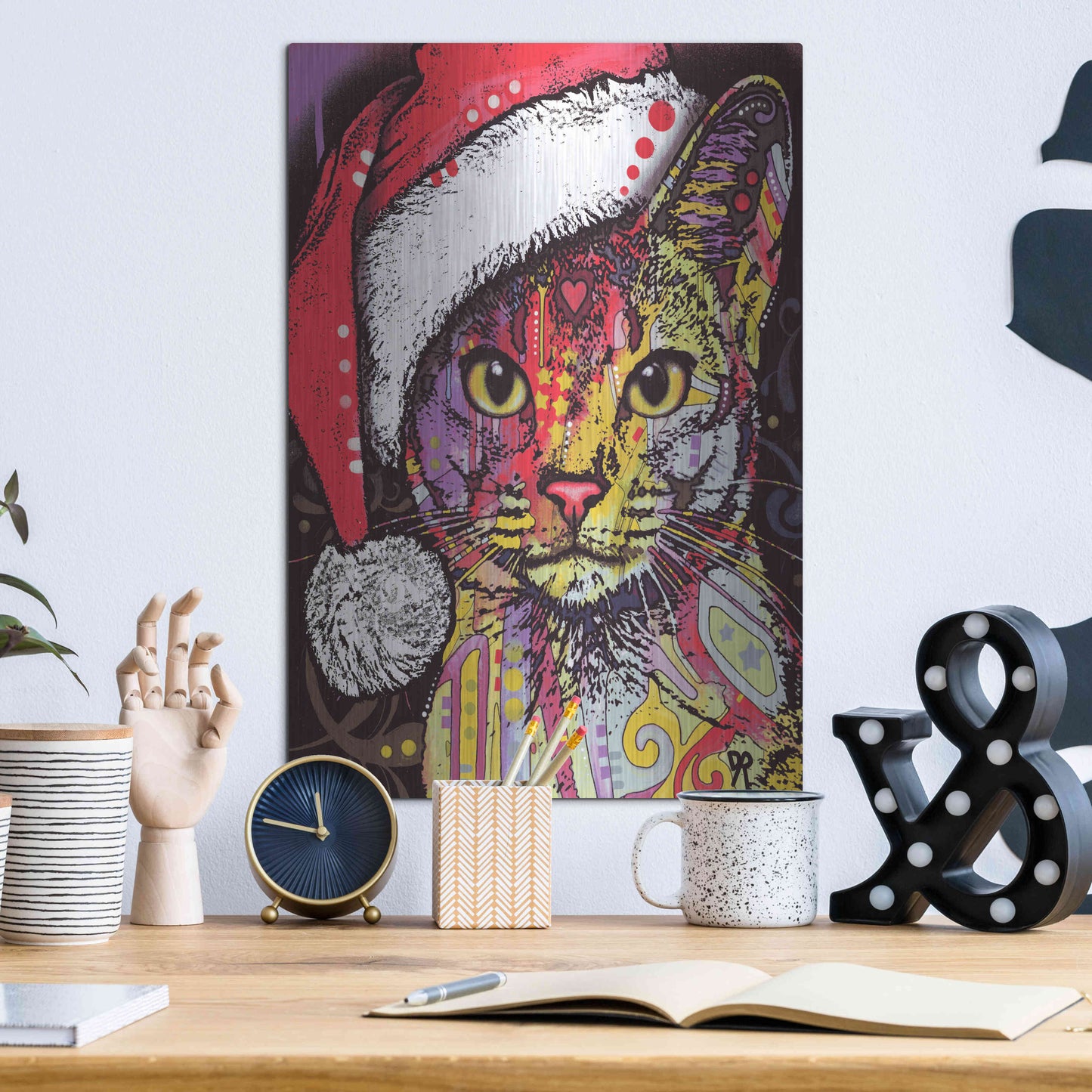 Luxe Metal Art 'Abyssinian Christmas Edition' by Dean Russo, Metal Wall Art,12x16