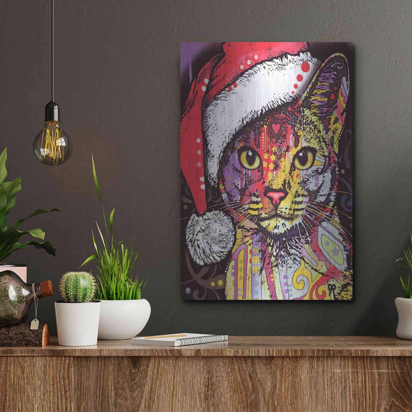 Luxe Metal Art 'Abyssinian Christmas Edition' by Dean Russo, Metal Wall Art,12x16