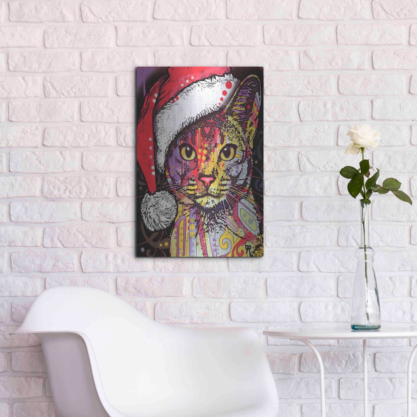 Luxe Metal Art 'Abyssinian Christmas Edition' by Dean Russo, Metal Wall Art,16x24