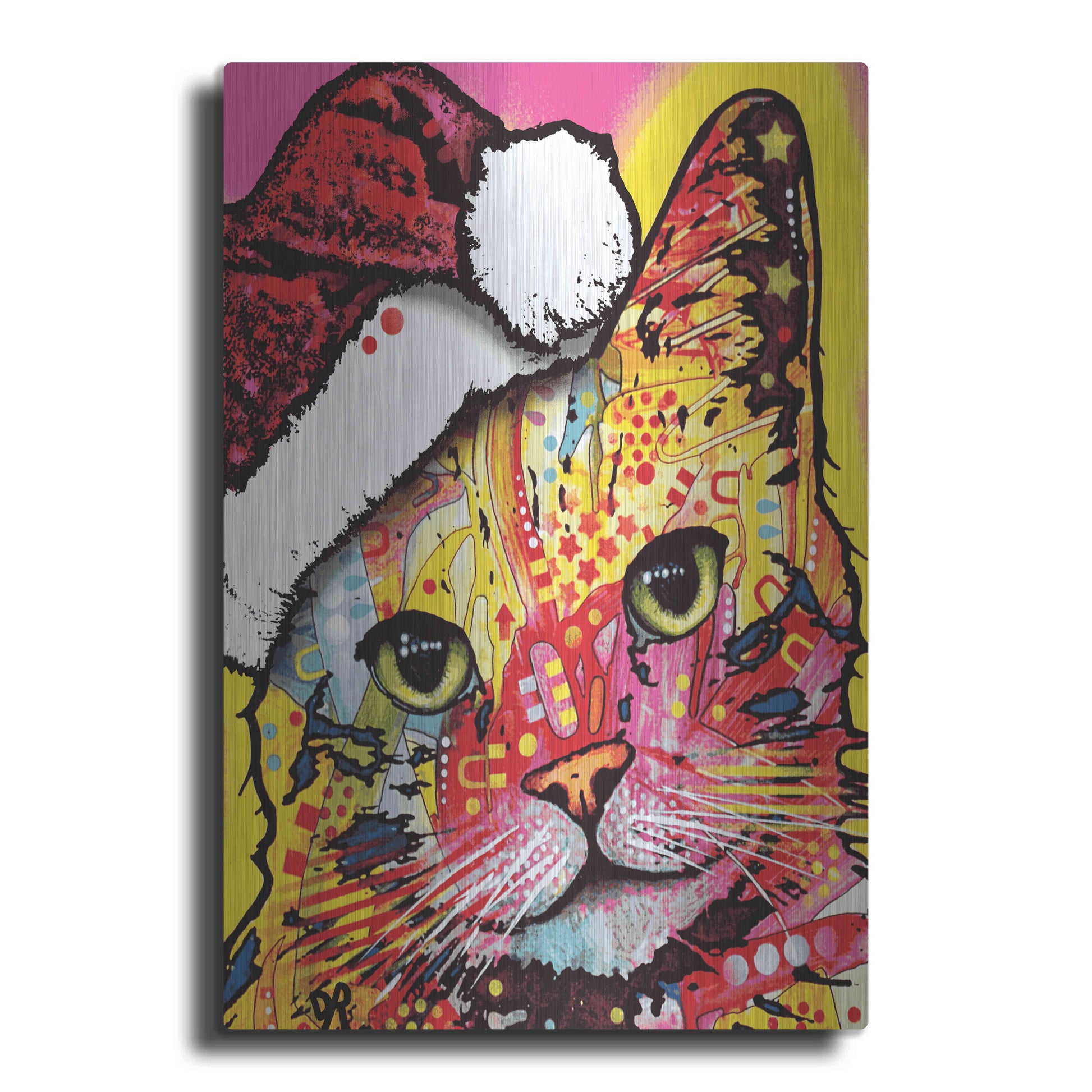 Luxe Metal Art 'Tilt Cat Christmas Edition' by Dean Russo, Metal Wall Art