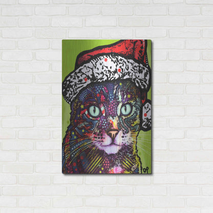 Luxe Metal Art 'Watchful Cat Christmas Edition' by Dean Russo, Metal Wall Art,24x36