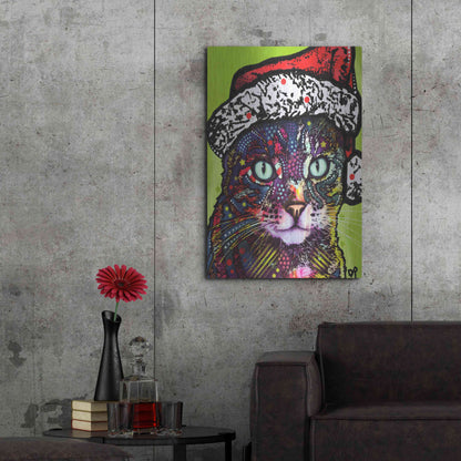 Luxe Metal Art 'Watchful Cat Christmas Edition' by Dean Russo, Metal Wall Art,24x36