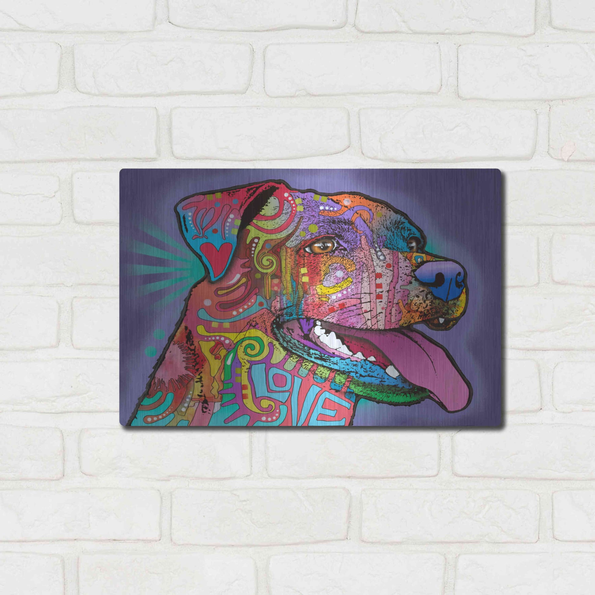 Luxe Metal Art 'Happy Lab' by Dean Russo, Metal Wall Art,16x12