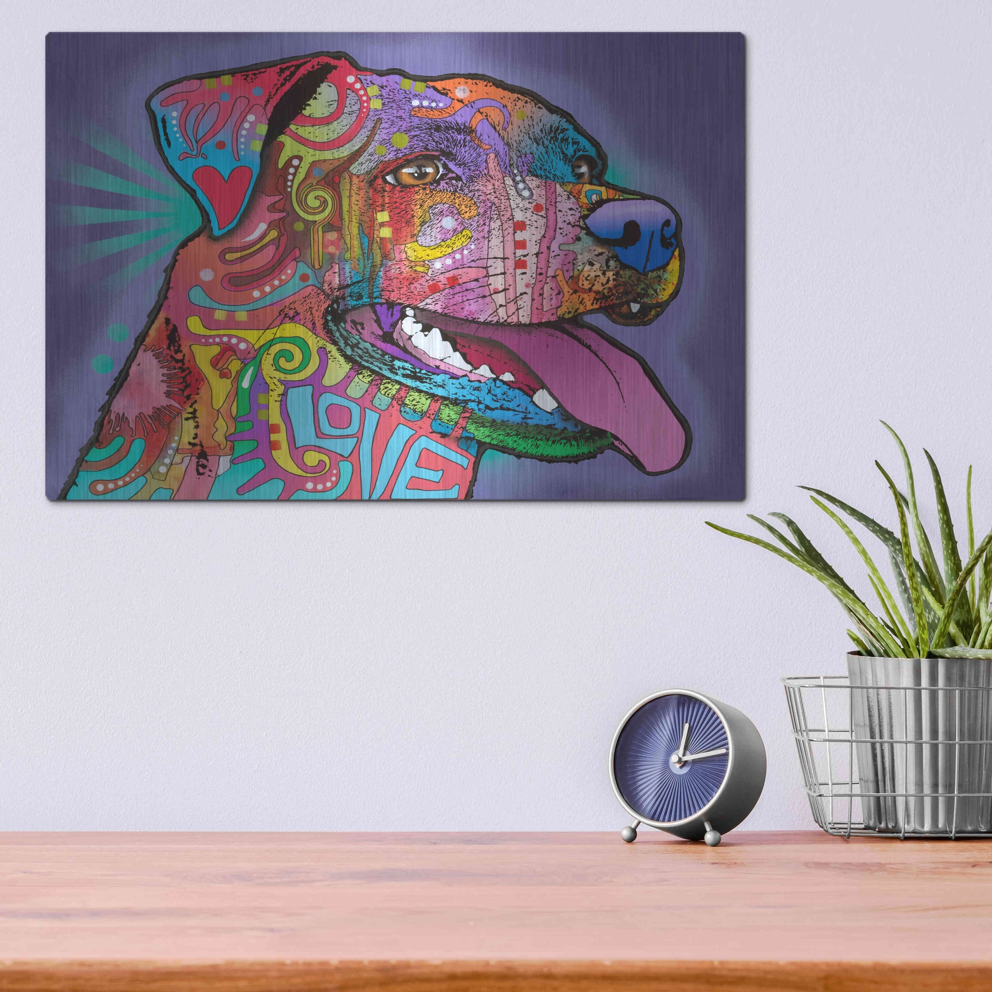 Luxe Metal Art 'Happy Lab' by Dean Russo, Metal Wall Art,16x12