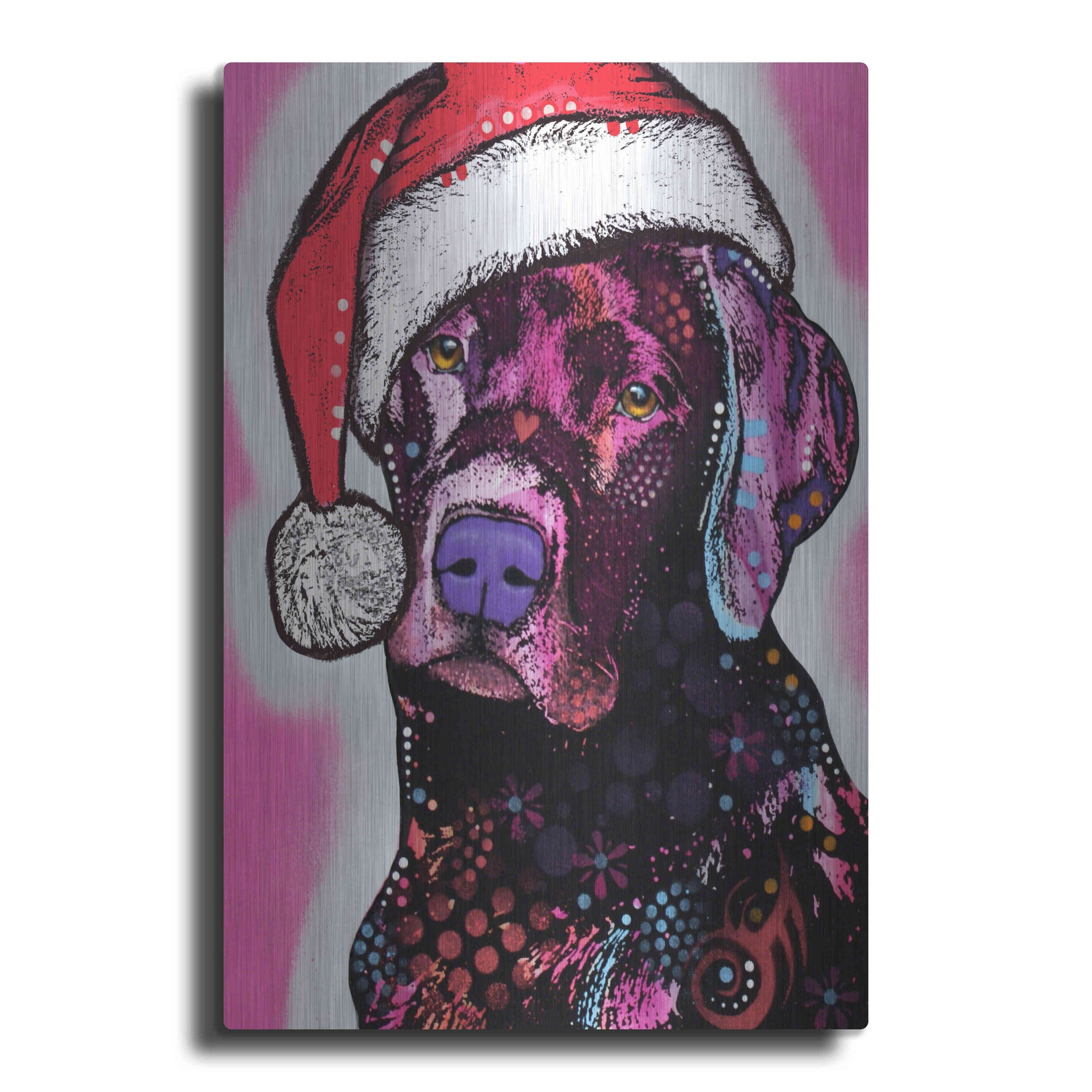 Luxe Metal Art 'Black Lab Christmas' by Dean Russo, Metal Wall Art