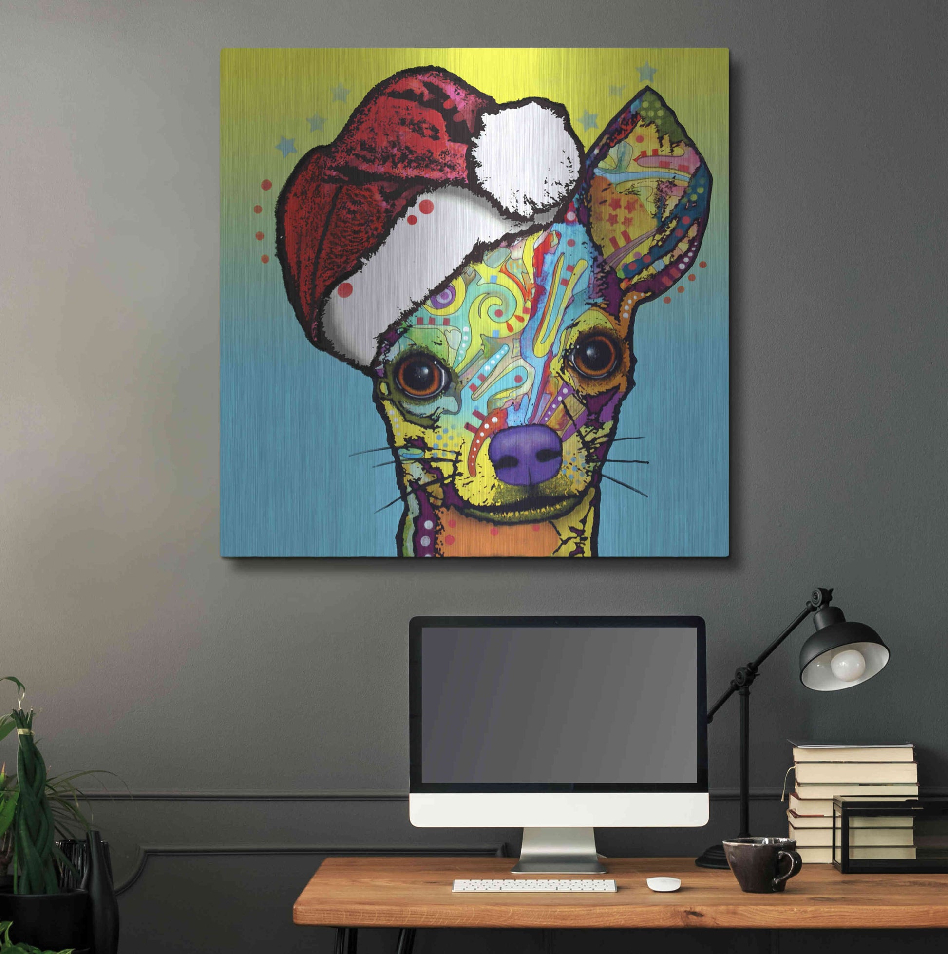 Luxe Metal Art 'Chihuahua Christmas' by Dean Russo, Metal Wall Art,36x36