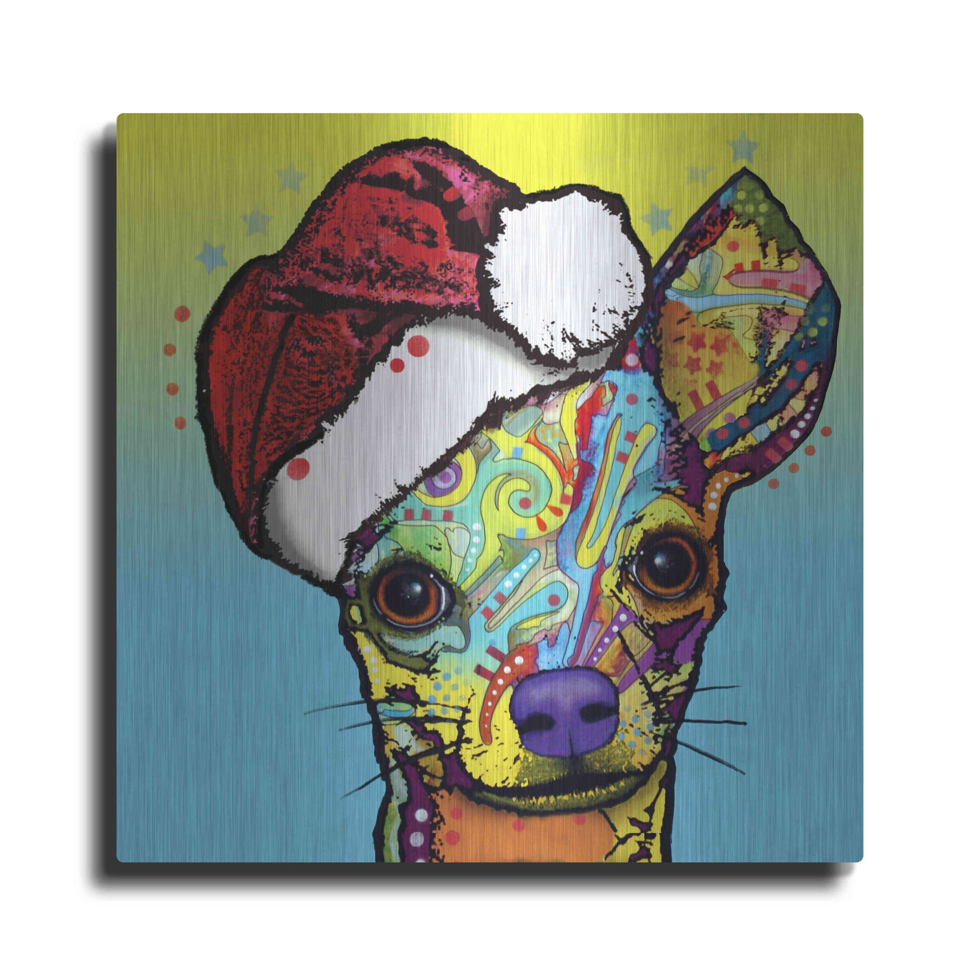 Luxe Metal Art 'Chihuahua Christmas' by Dean Russo, Metal Wall Art