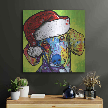 Luxe Metal Art 'Dachshund Christmas' by Dean Russo, Metal Wall Art,24x24