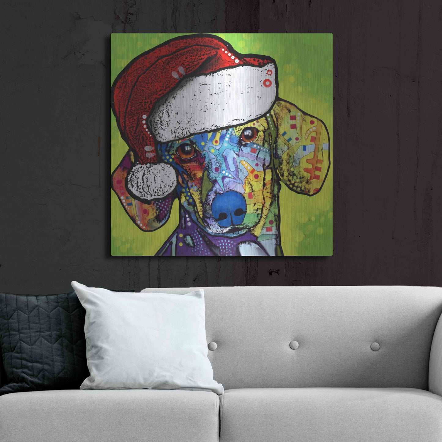 Luxe Metal Art 'Dachshund Christmas' by Dean Russo, Metal Wall Art,36x36